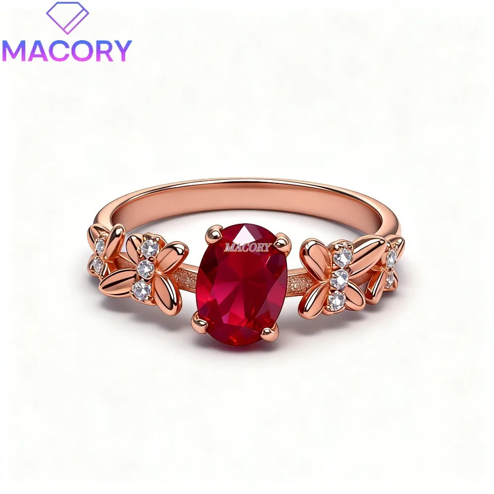 

Ladies' natural ruby ring 925 silver luxury delicate gemstone ring engagement wedding jewellery anniversary Christmas gift