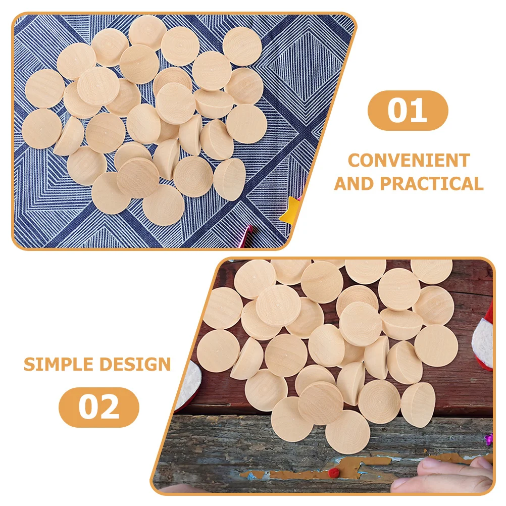 

100Pcs DIY Craft Wooden Beads Half Wood Balls No Holes for Handmade Jewelry Home Decor Rustic Craft Projects Natural Finish