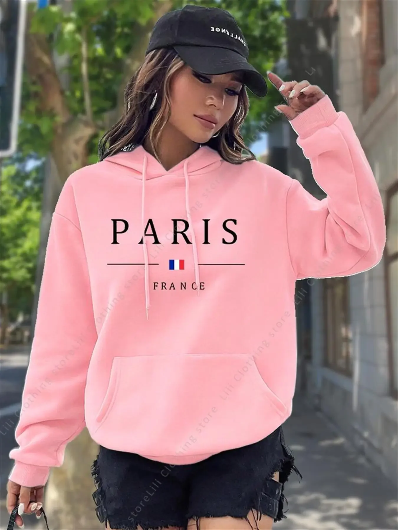 PARIS Graphic Letter Hoodies W - đánh giá và giá Winter Clothing Drawing