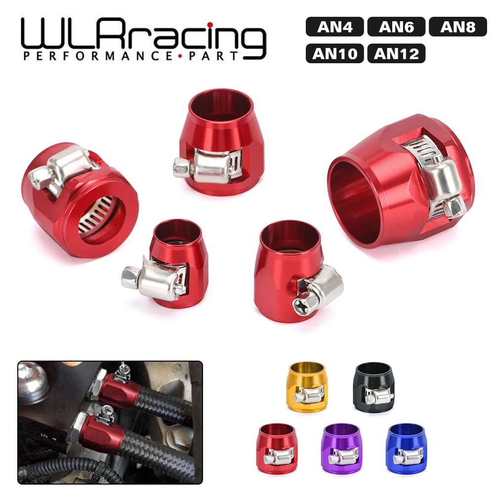 WLR - 1lot=2pcs Hose Clamp AN4 AN6 AN8 AN10 AN12 Fuel Pipe Clip Oil Water Fuel Tube Hose Fittings Finisher Clamps Hex Finishers