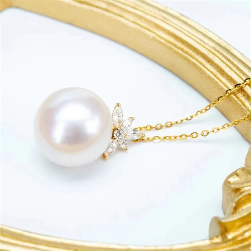 

18k women Akoya pearl necklace AAAA+ 10mm White Pearl Pendants classic banquet wedding fashion accessories D-081205