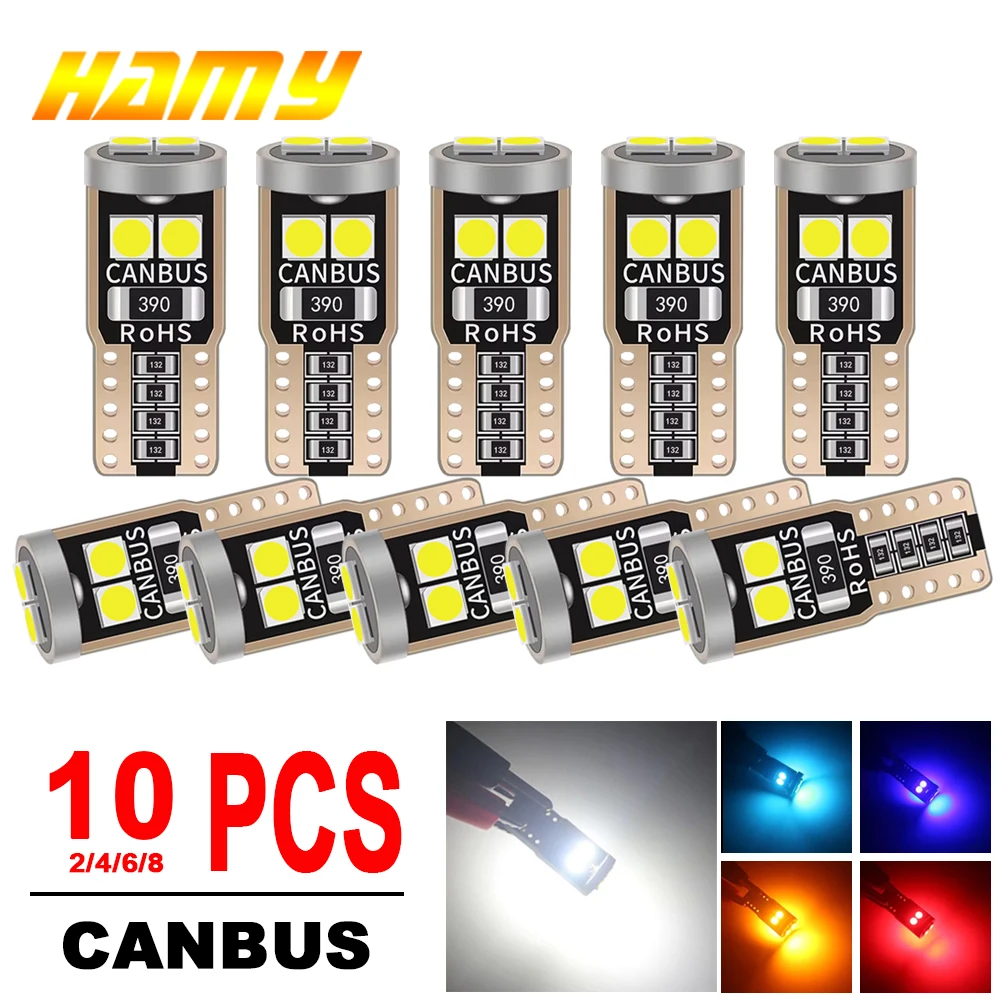 2/4/6/8/10/20 adet T10 LED LED ampul Canbus araç İç Dome kapı havasız ortam kabini gövde plaka işıkları 12V 6SMD 6500K beyaz