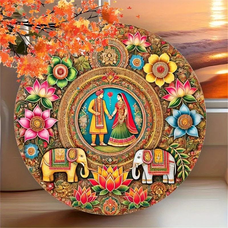 

Indian Traditional Wedding Theme Metal Sign, High Definition Printing, Suitable for Decoration, Ideal Gift for Culture, Wedding