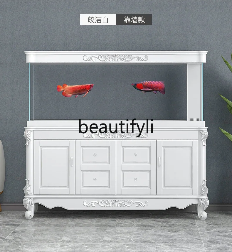 

zqxUltra-white glass living room fish tank filter household silent water-free ecological solid wood European fish tank