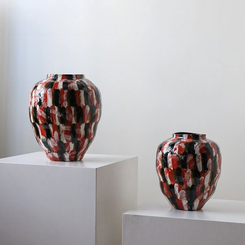 Artistic ceramic vase floor-to-ceiling ornament light luxury high-end retro ceramic pot