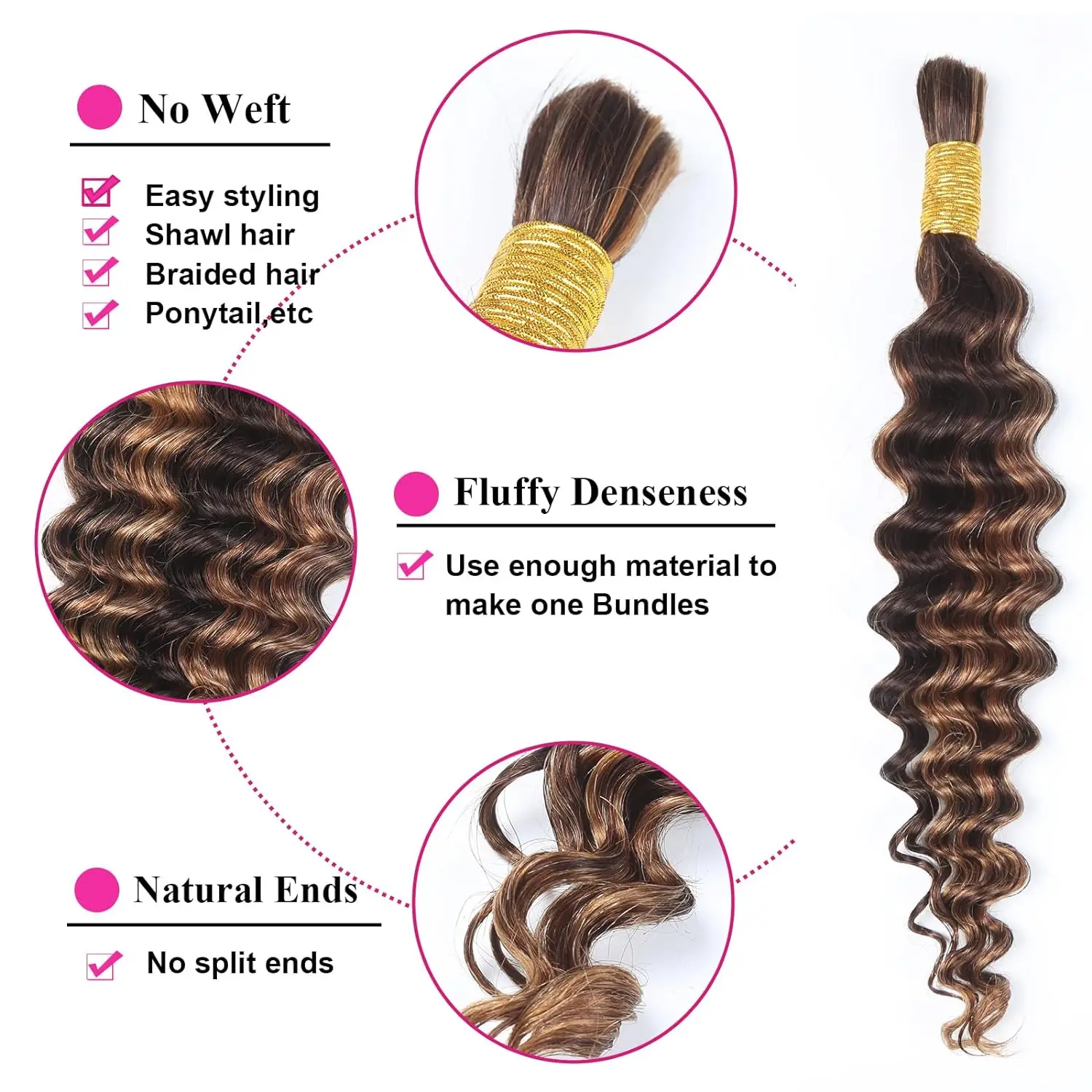 Luvin Highlight Water Wave Human Hair Bundles P4/27 Brown Blonde Braiding Hair Bundles Colored Curly Human Hair Weaving Bundles