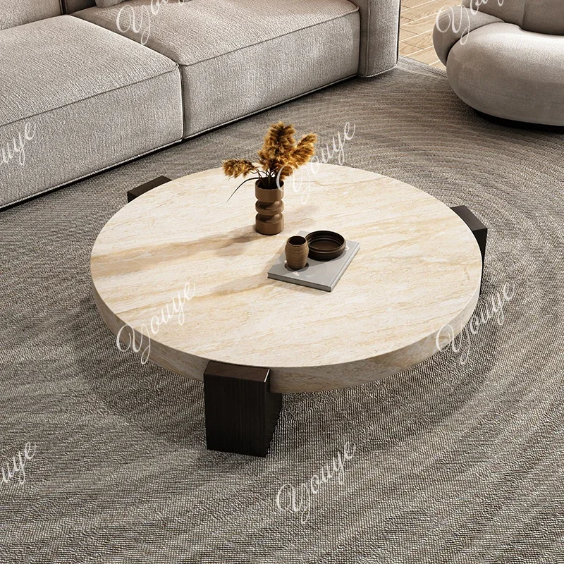 F Travertine coffee table living room small apartment light luxury modern home creative art designer round