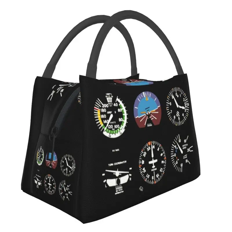 

Cockpit Six Dials Flight Simulator Pilot Insulated Lunch Bag Airplane Aircraft Resuable Thermal Cooler Lunch Box For Women Kids