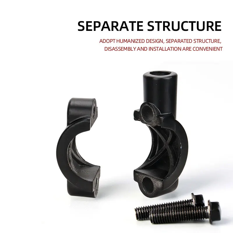 2Pcs Motorcycle Handlebar Mirror Mount Clamp 8mm 10mm Thread Rearview Mirror Holder Adapter Bracket Retainer Black