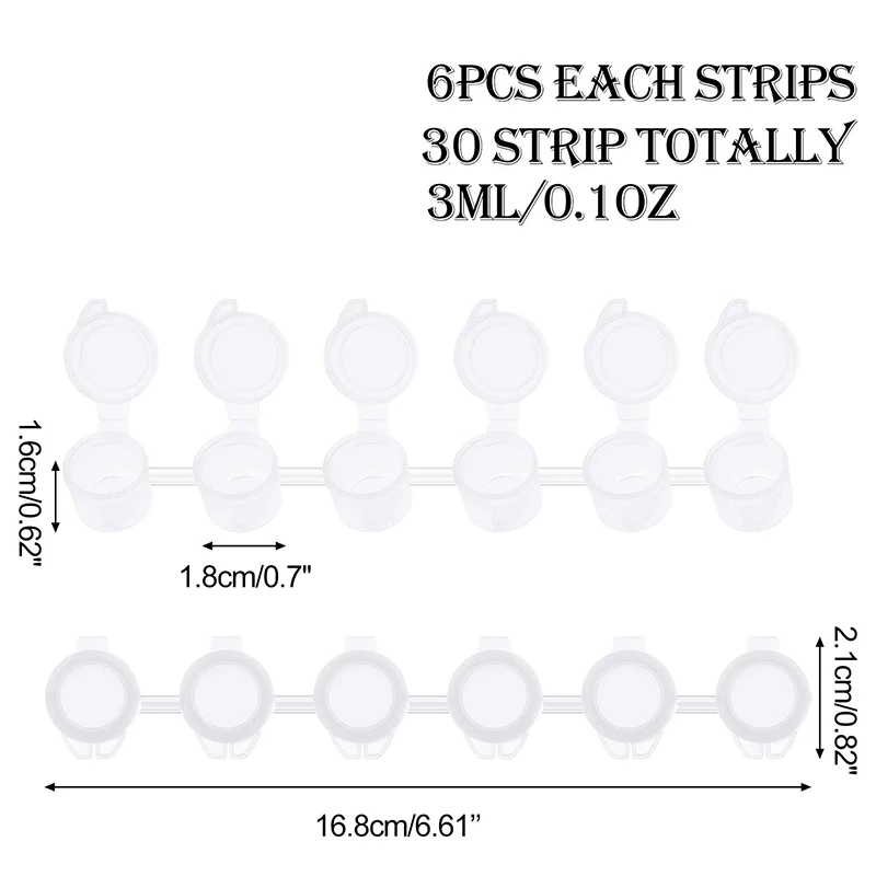 30 полосок, 180 горшков, горшки для краски, полоски, 3 мл, мини-горшок для краски, пустые чашки для краски, пластиковые контейнеры для хранения ремесел