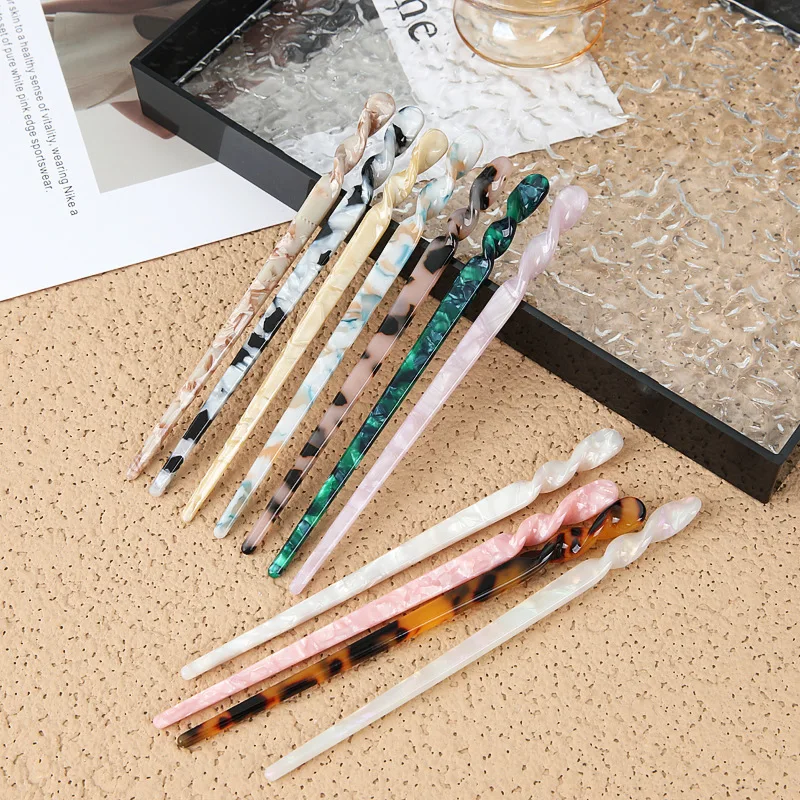 دبابيس شعر عصرية بحمض الأسيتيك، دبوس شعر بسيط للاستخدام اليومي، إكسسوارات شعر أنيقة، عيدان تناول الطعام للنساء