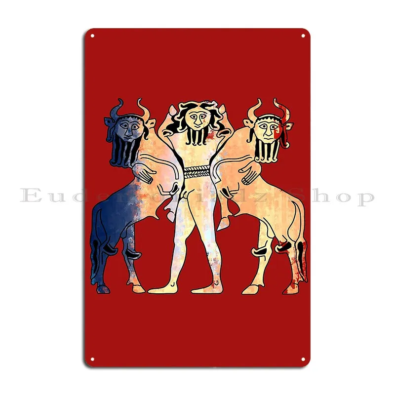 Sumerian Bulls Metal Sign Custom Painting Bar Garage Vintage Tin Sign Poster