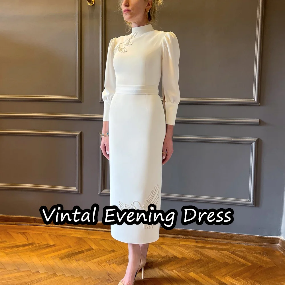 ชุดราตรียาวใส่น้ำชา vindal ชุดงานพรอมมีระบายมีแขนเสื้อ3/4บราในตัวสำหรับผู้หญิง2024