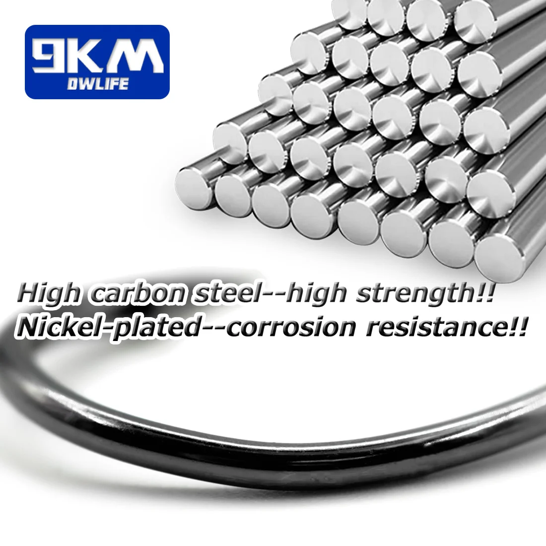 9KM Baitholder Ami da pesca 50 ~ 200 pezzi Gancio per esca viva Gambo spinato Down Eye Offset Cerchio Gancio Pesca alla carpa Jig Verme Gancio Attrezzatura