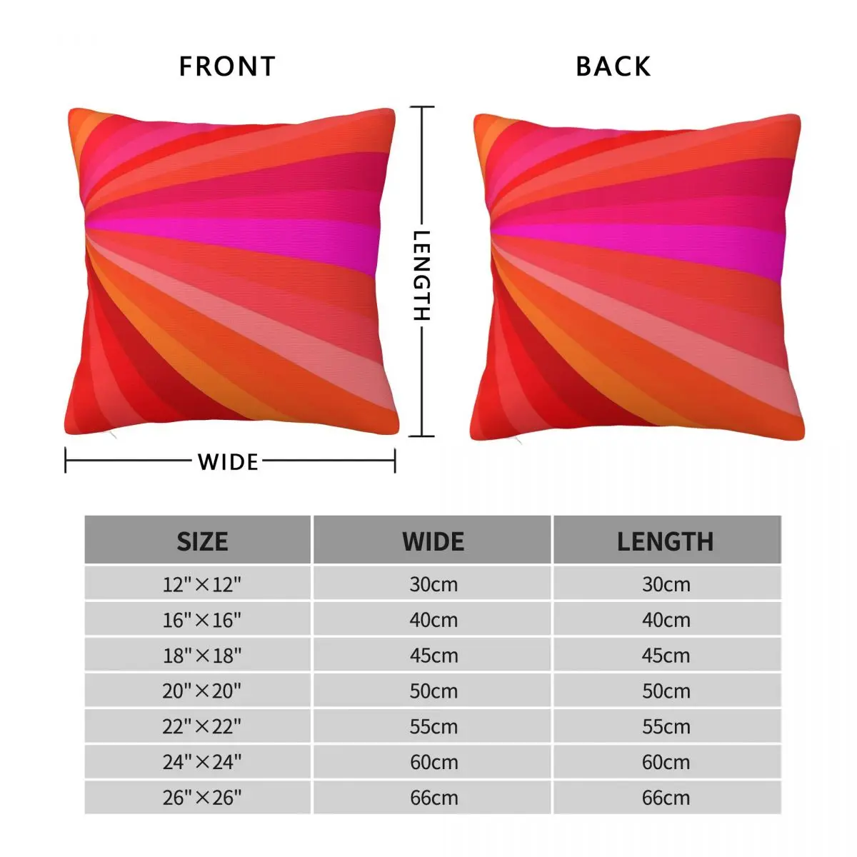 Bright Pink Orange Stripes Square Pillowcase Polyester Linen Velvet Creative Zip Decorative Car Cushion Case 45x45