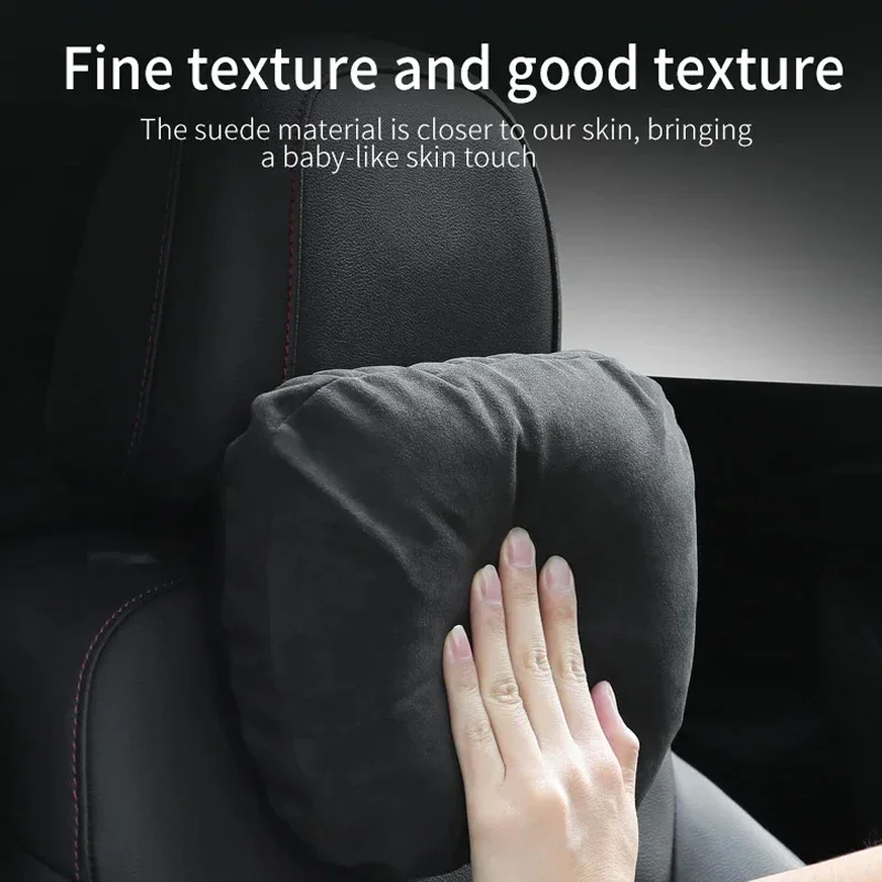 ل Volkswagen VW Gol Golf ID.3 ID.4 7 باسات بولو تيجوان تي روك وسادة مسند رقبة السيارة من جلد الغزال-ملحقات دعم الرقبة لمقعد السيارات #4