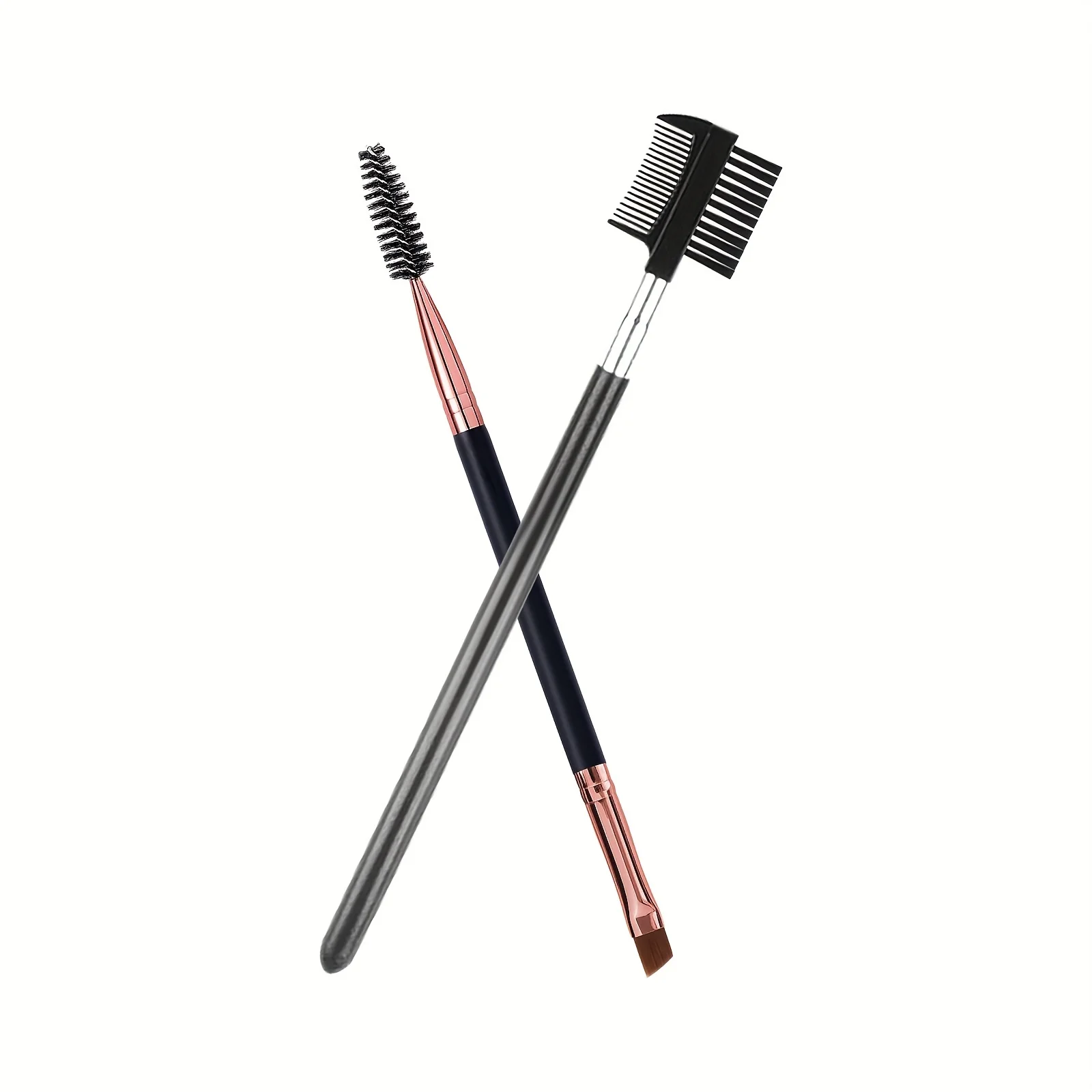 2PCS Eyelash Brush Set New Design Single and Dual Ended Spoolie Lash Comb Brow Brush Portable Makeup Tool