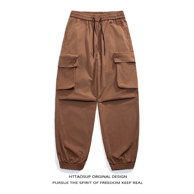 HTTAOSUP ريترو العصرية وظيفية Sle سراويل تقليدية الرجال فضفاضة تناسب ملابس العمل الرياضية بنطلون مع كيتس مستقيم الساق السراويل الطويلة #3