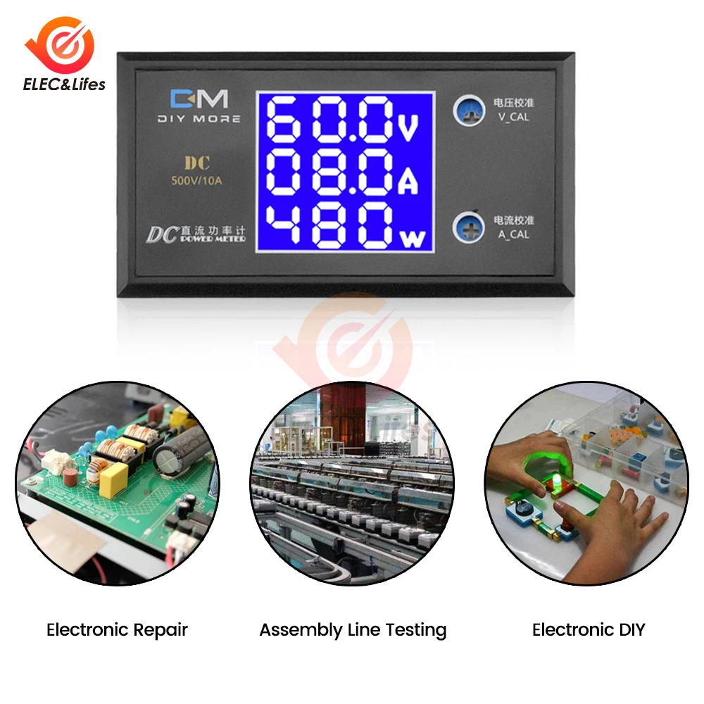 DC 0-50V 0-100V 0-500V 5A 10A LCD Digital Voltmeter Ammeter Wattmeter Current Energy Meter Detector Tester for Electrician Tool