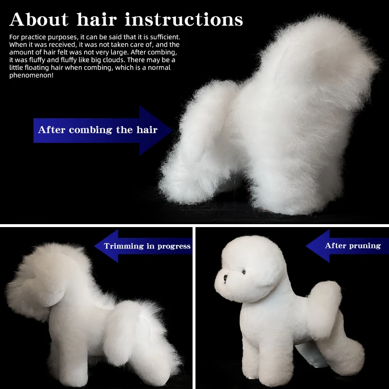 Bichon dog pet professional beauty simulation wig model practice special skeleton environmentally friendly PE material  scissors