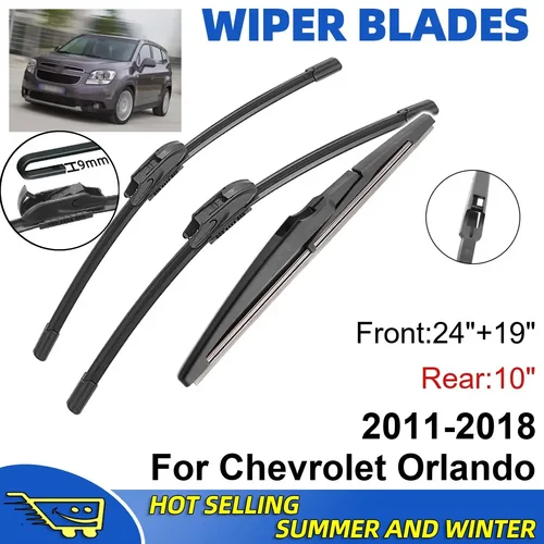 3 uds para Chevrolet Orlando 2011-2018 24 ""+ 19"" + 10 ""puestos de limpiaparabrisas delanteros y traseros accesorios para cortador de ventana