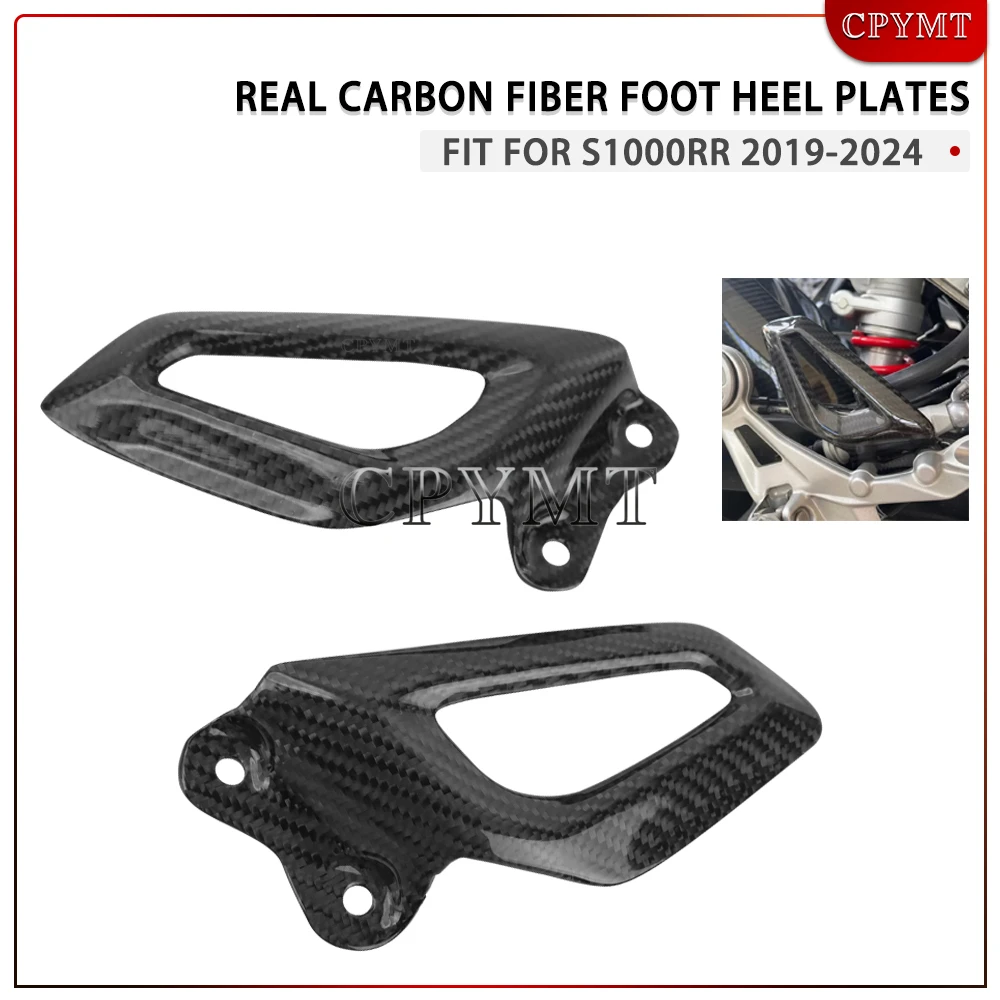 

S1000RR Foot Heel Plates Real Carbon Fiber Motorcycle Footrest Heel Guards Protector fit For S1000 RR 2019-2024 2023 2022 2021