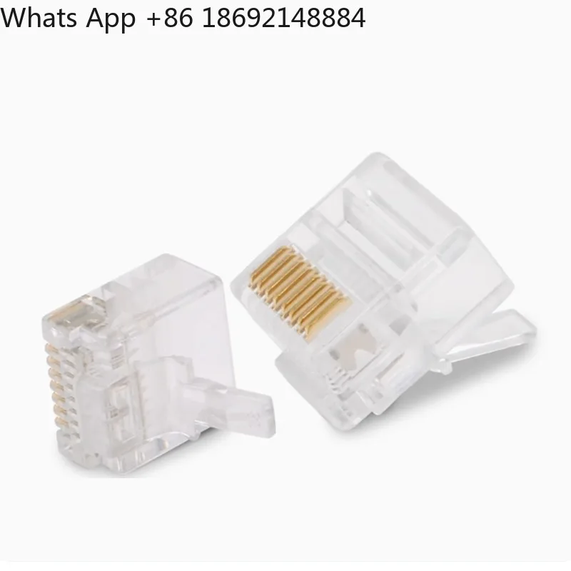 

Short body double head crystal connector gold-plated flat wire crystal head short quick plug