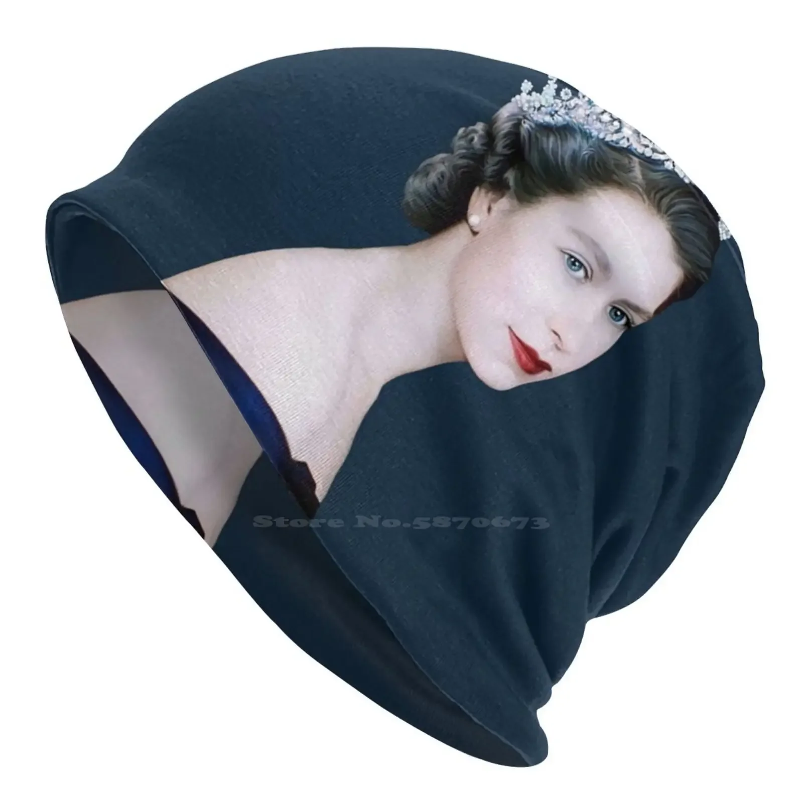 Queen Elizabeth Ii-Young Queen Elizabeth Knitted Hat Warm Beanie Outdoor Caps Profile Queen Elizabeth Ii Portrait Queen