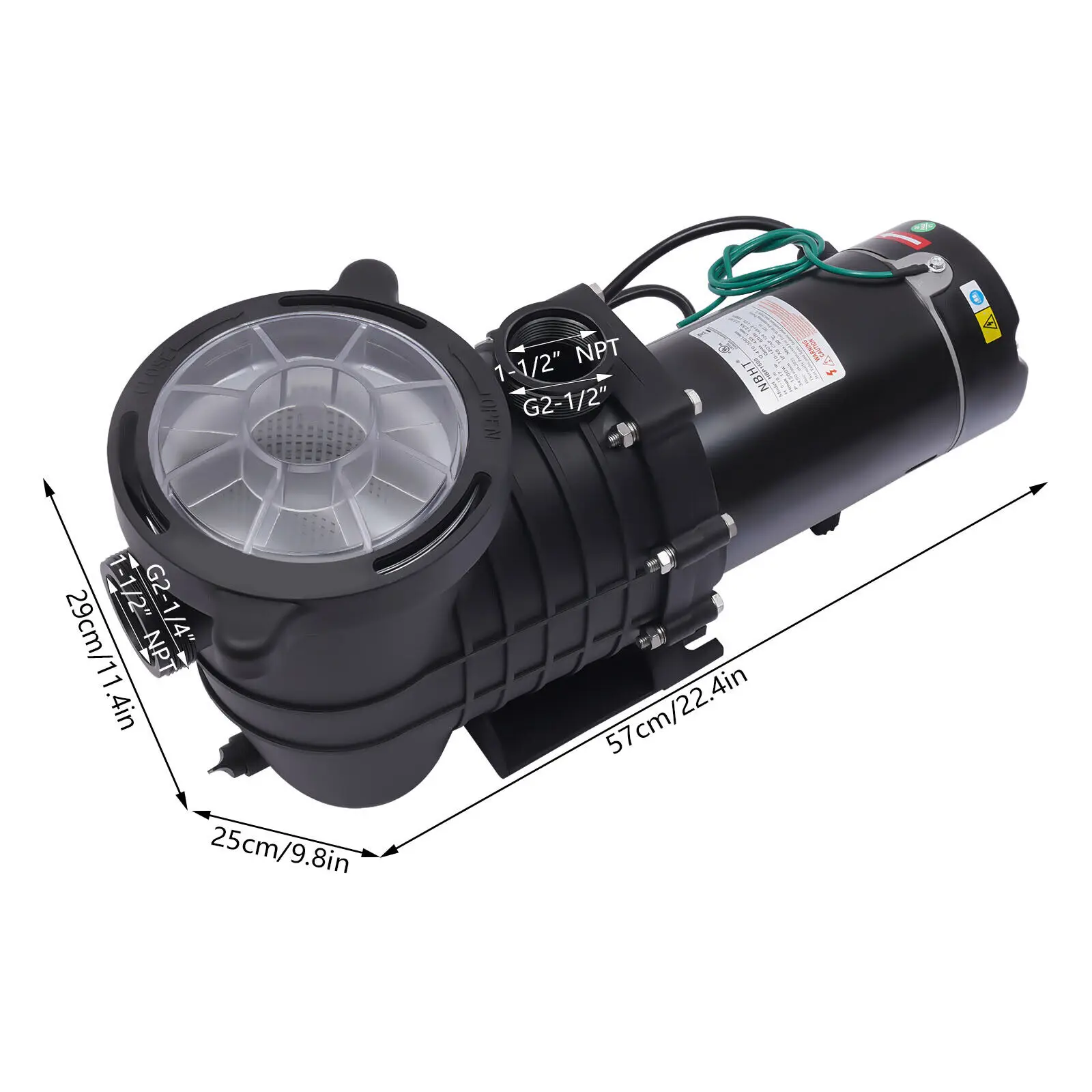 2.0HP Swimming Pool Pump In/Above Ground with Motor Strainer and Filter Basket