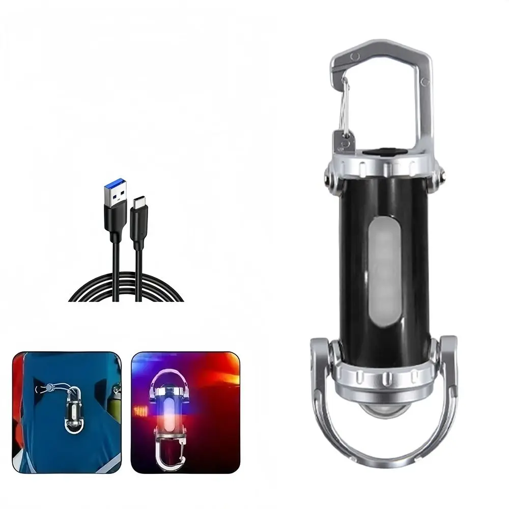 

Mini Keychain Flashlights with Red&Blue Light USB Rechargeable Work Light Ultra Bright Camping Lantern for Searching Hiking