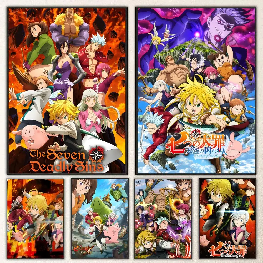 Anime T-The Seven Deadly Sins Poster High-definition  poster stickers, suitable for bedroom, living room, home decoration