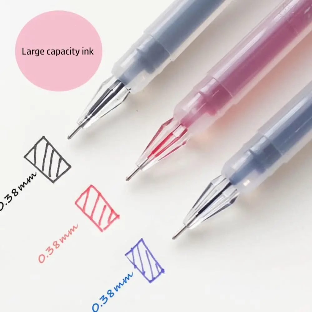 10PCS/Set Simple Quick-drying Gel Pen Press Type Black/Blue/Red Ink Ballpoint Pen 0.38mm Diamond Tip Signature Pens Stationery