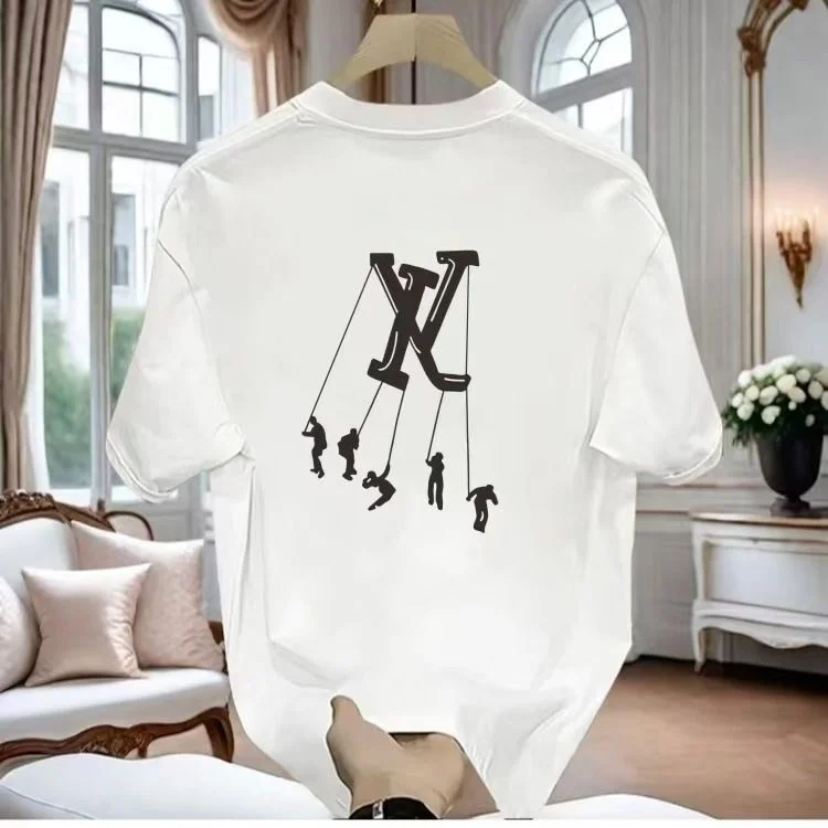 

High-quality Men's Summer New Thick Pure Cotton T-shirt, with Printed Design, Stylish, Breathable, and Sweat-absorbing