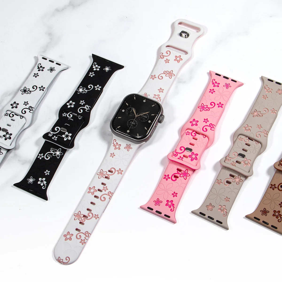 Two-tones Engraved Strap for Apple Watch Band 11 10 42mm 46mm Silicone Bracelet IWatch Series 10 9 8 7 SE 6 45/44/40mm Ultra 3/2
