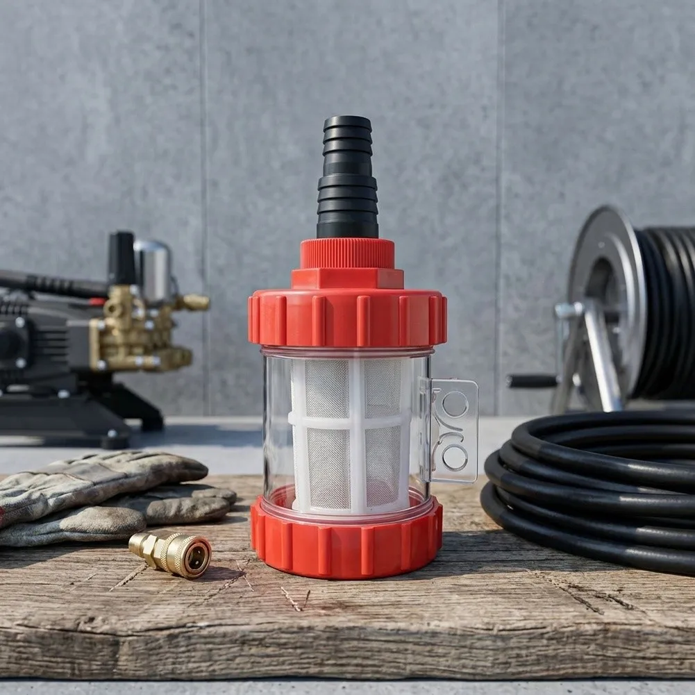 Car Wash Machine Inlet Filtration Device to Limit Particulate Transfer and Preserve Consistent Spray Pattern Accuracy