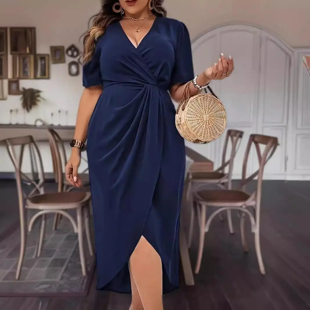 

Вечернее платье большого размера А-силуэта с завышенной талией, длинная юбка с боковой молнией для женщин