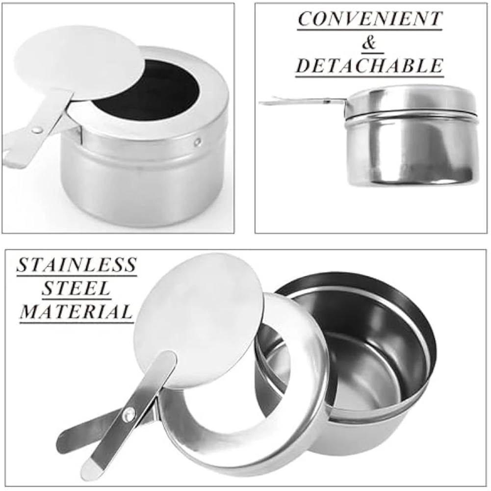 8pcs Chafing Fuel Holder,Stainless Steel Chafe Wick Fuel Holder with Cover,Heat Box Holder for Chafing Dish,Barbecue-AA85