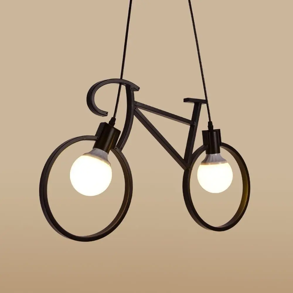 

Nordic Bicycle Hanging Light Creative Industrial Pendant Lamp Retro Iron Metal Bike Ceiling Light for Kitchen Bar Farmhouse