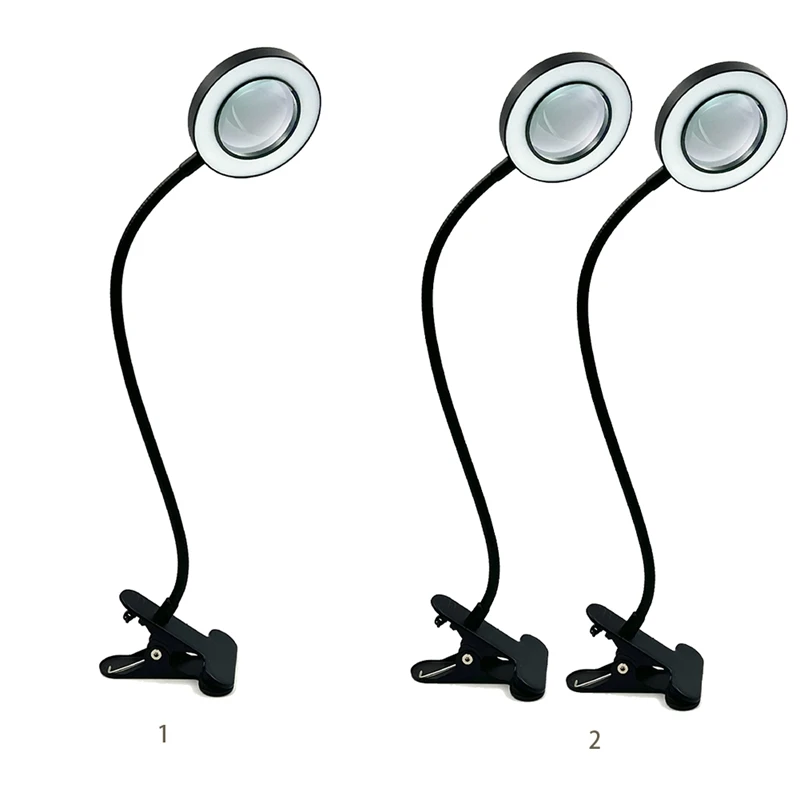 1 Piece With 5X Magnifying Glass Light  360° Adjustable 3 Modes LED Desk Light For Bed Desk Work Crafts