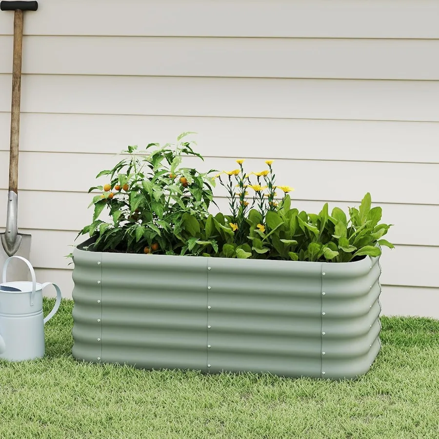 

Galvanized Raised Garden Bed Outdoor Planter Bed 4x2x1.5ft Metal Planter Box for Gardening and Planting LG