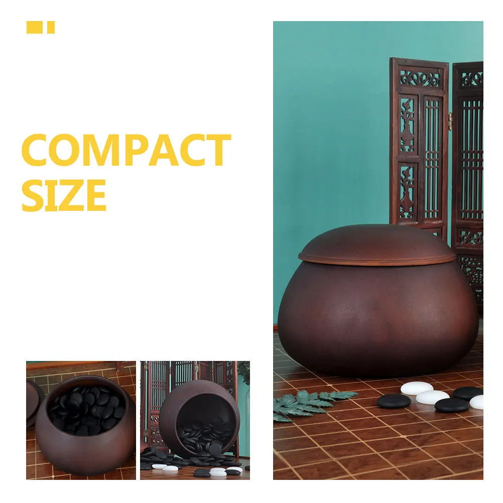

Go Chess Pieces Storage Pot Wooden Easy Clean Lightweight Lidded Chess Pieces Box Black White Go Game Storage Case