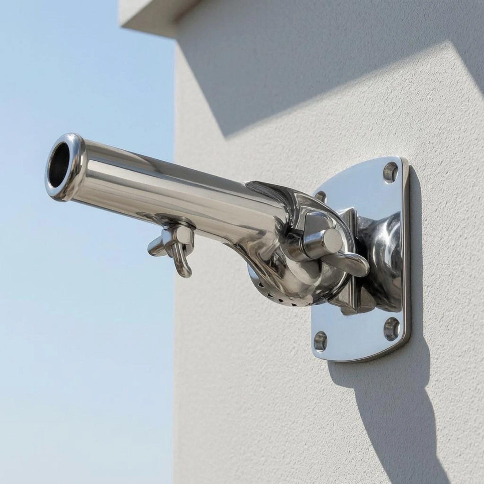 Flagpole Mount Base 180 Degree Rotatable 316 Stainless Steel Wall Light Pole Outdoor Adjustable Bracket for Garden Yard Boat