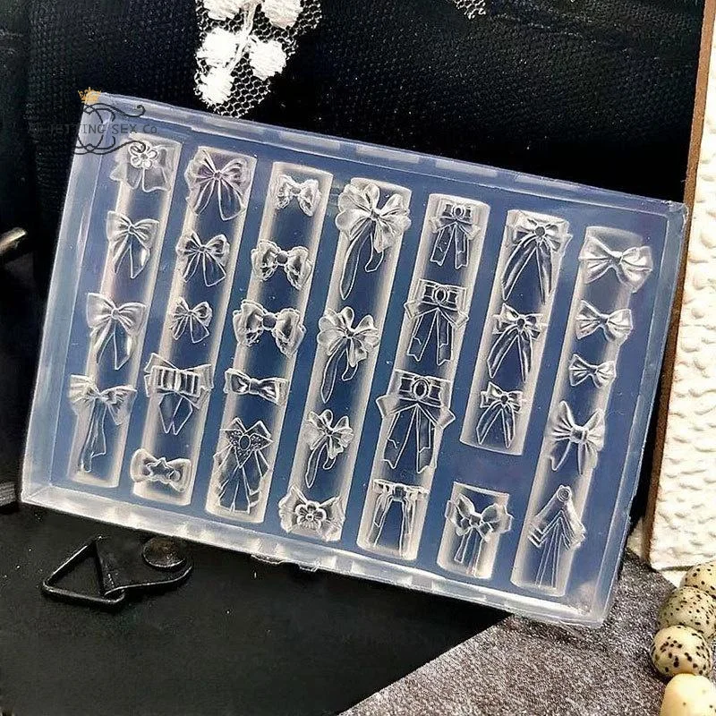 Moule à ongles Transparent en Silicone 3D, nœud doux, décoration Nail Art à faire soi-même, animaux mignons, chat, modèle de sculpture, outil de conception de manucure