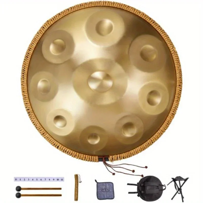 

D 9-note handpan drum high quality professional 22-inch steel drum with mallets, suitable for adult relaxation and meditation