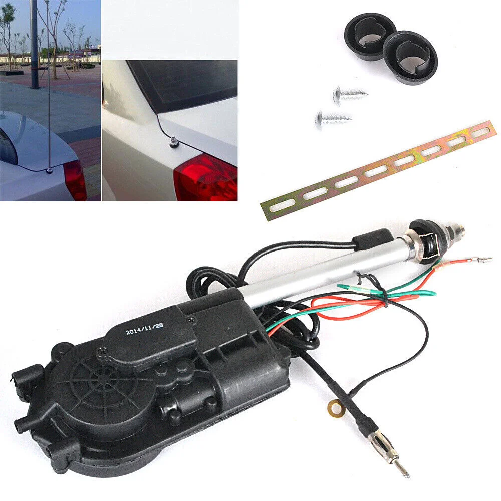 12V AM FM Transmitter Aerials Electric Antenna Automatic Telescopic Exterior Vehicle Accessories For Car Radio Audio Universal