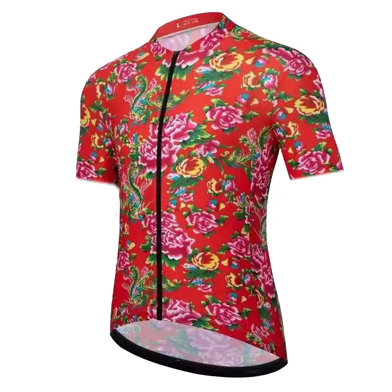 

Floral Short Sleeve Bike T-Shirt for Men, Reflective Mountain Bike Sweatshirt, Professional Downhill Gear, Summer Clothing Style