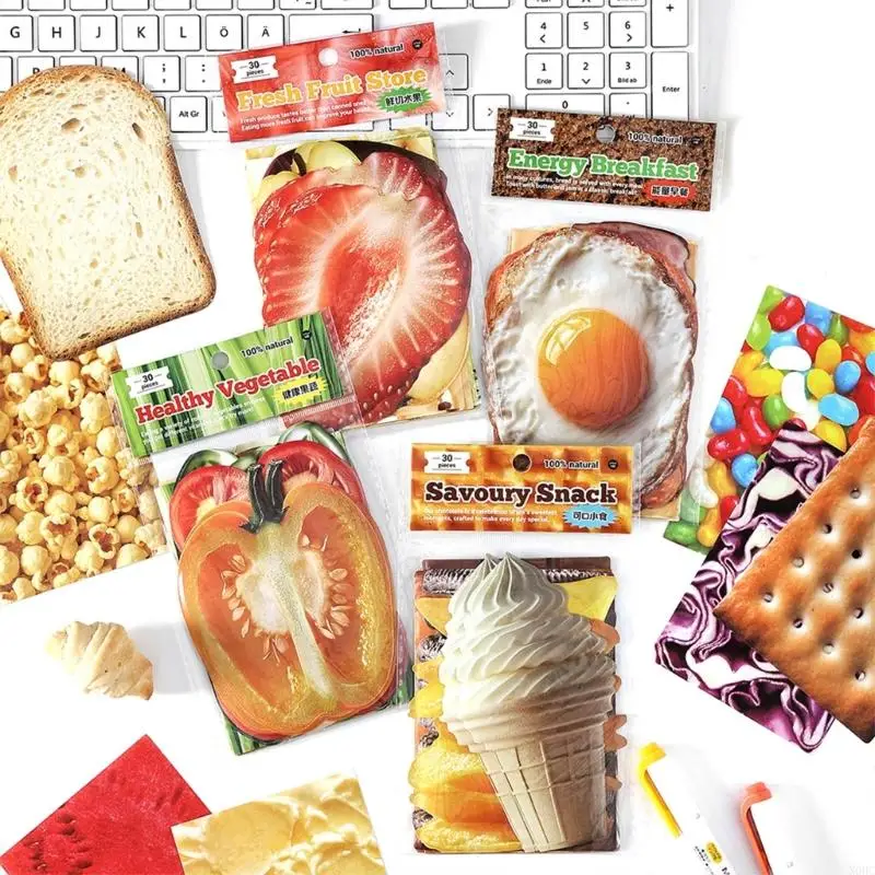 30 Sheets Fruit Veggie Patterned Note Paper For Scrapbooking Journal Card Making N0HC