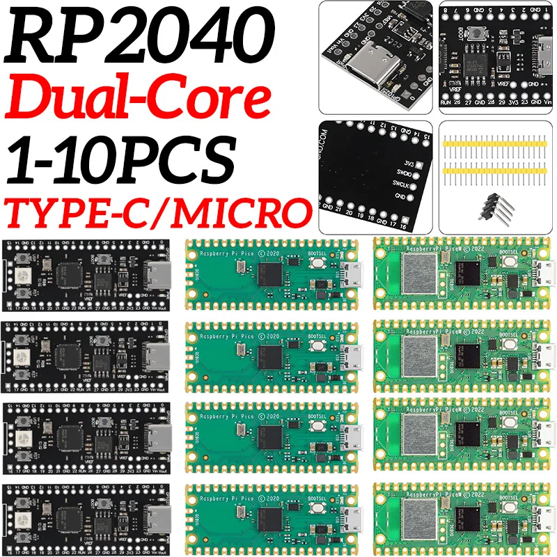 Official Raspberry Pi Pico Board RP2040 Dual-Core 264KB ARM Low-Power Microcomputers High-Performance Cortex-M0+ Processor