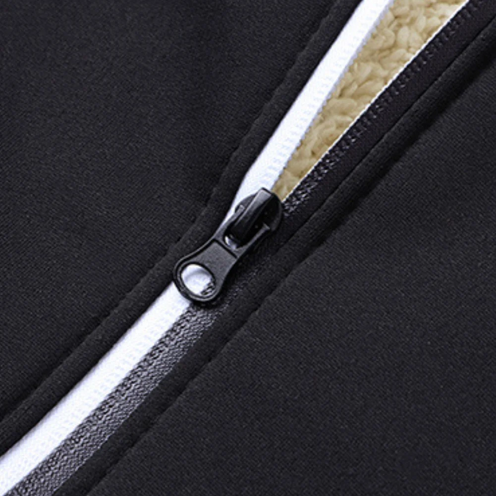 Men's Hooded Fleece Jacket Solid Color Thickened Casual Sportswear Long Sleeve Hoodie for Autumn and Winter Use