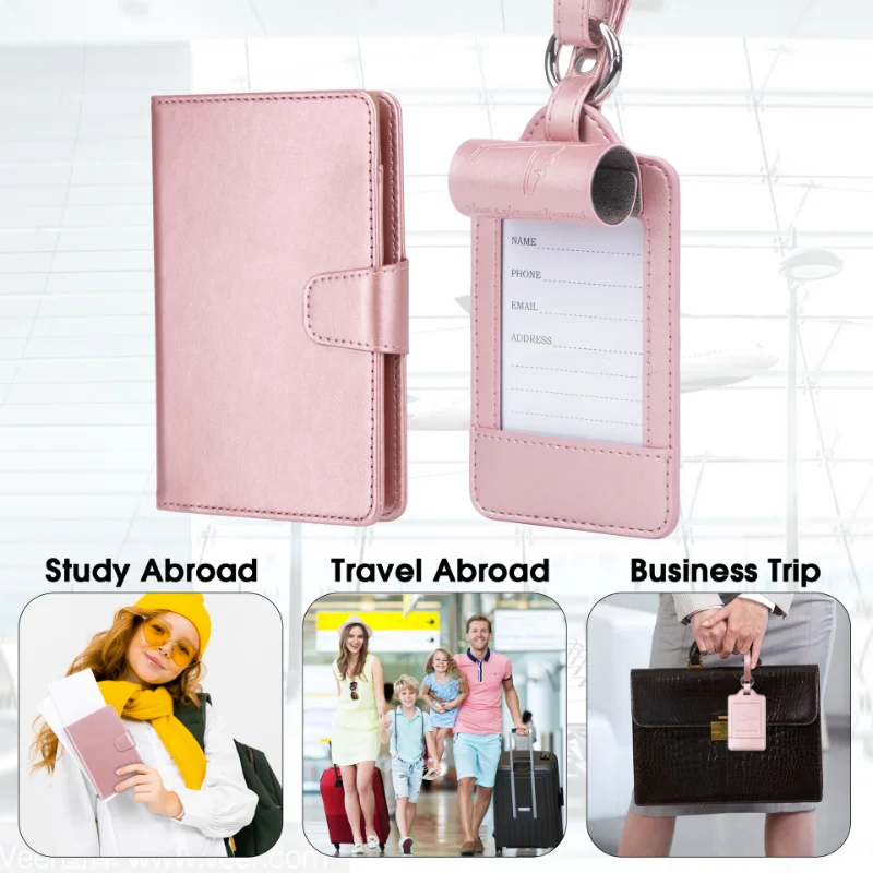 남녀공용 PU 가죽 수하물 태그, 여권 커버, 여행 가 - Women Accessories Business Name 리뷰 및 가격